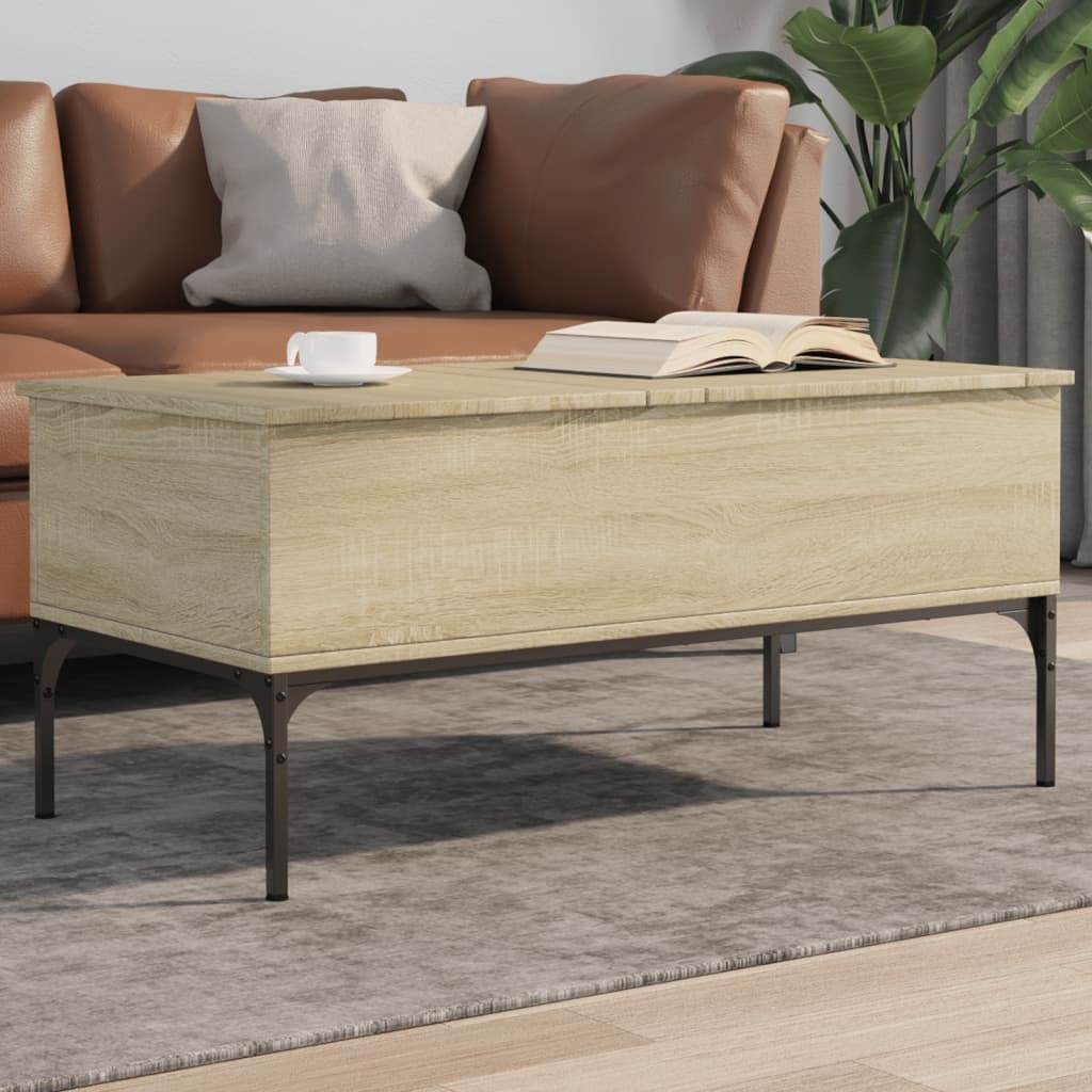 VidaXL Salontafel 100x50x45 cm bewerkt hout en metaal sonoma eiken