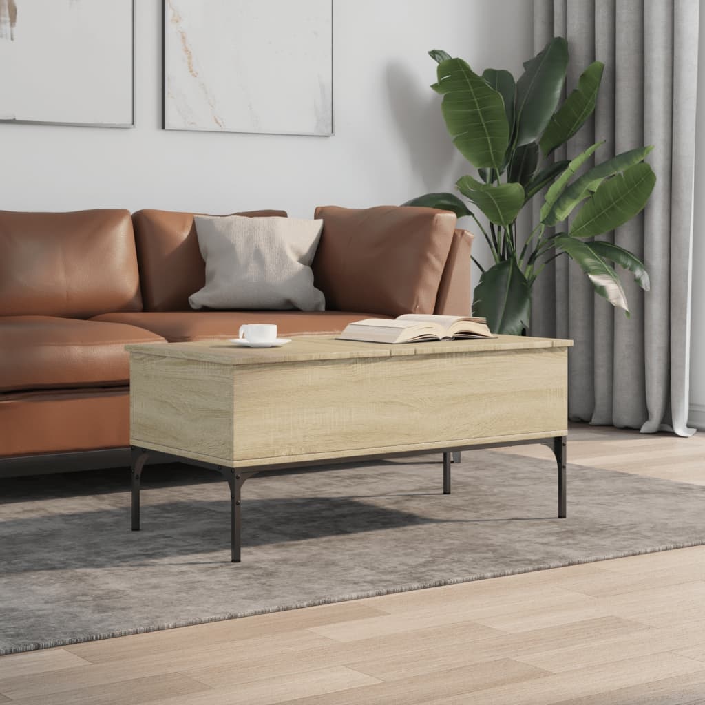 VidaXL Salontafel 100x50x45 cm bewerkt hout en metaal sonoma eiken