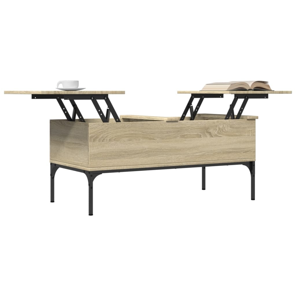 VidaXL Salontafel 100x50x45 cm bewerkt hout en metaal sonoma eiken