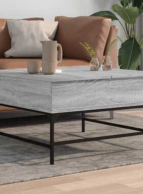 VidaXL Salontafel 80x80x45 cm bewerkt hout en metaal grijs sonoma