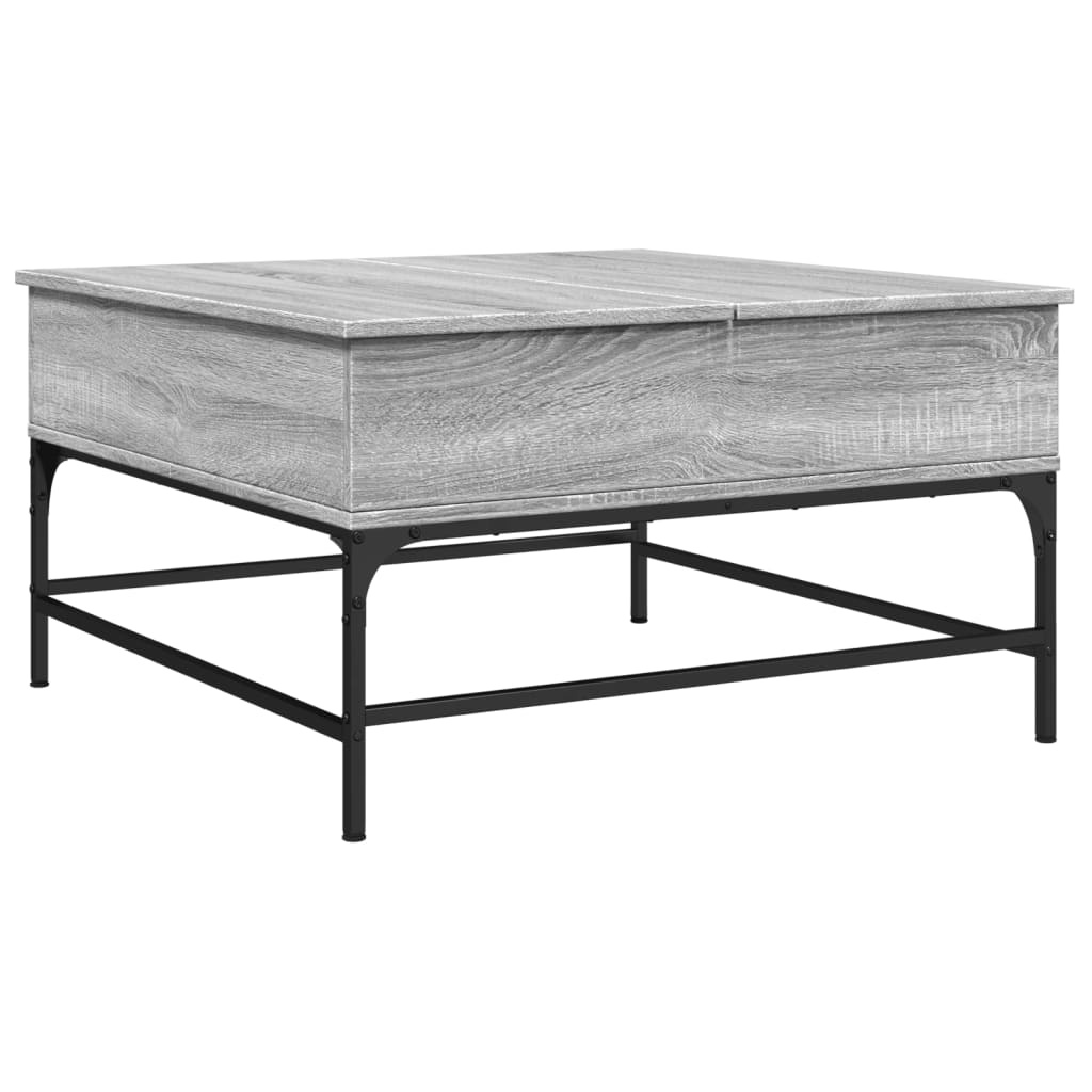 VidaXL Salontafel 80x80x45 cm bewerkt hout en metaal grijs sonoma