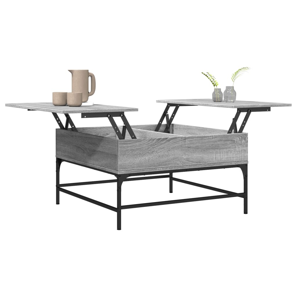 VidaXL Salontafel 80x80x45 cm bewerkt hout en metaal grijs sonoma