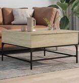 VidaXL Salontafel 80x80x45 cm bewerkt hout en metaal sonoma eikenkleur