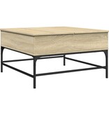 VidaXL Salontafel 80x80x45 cm bewerkt hout en metaal sonoma eikenkleur