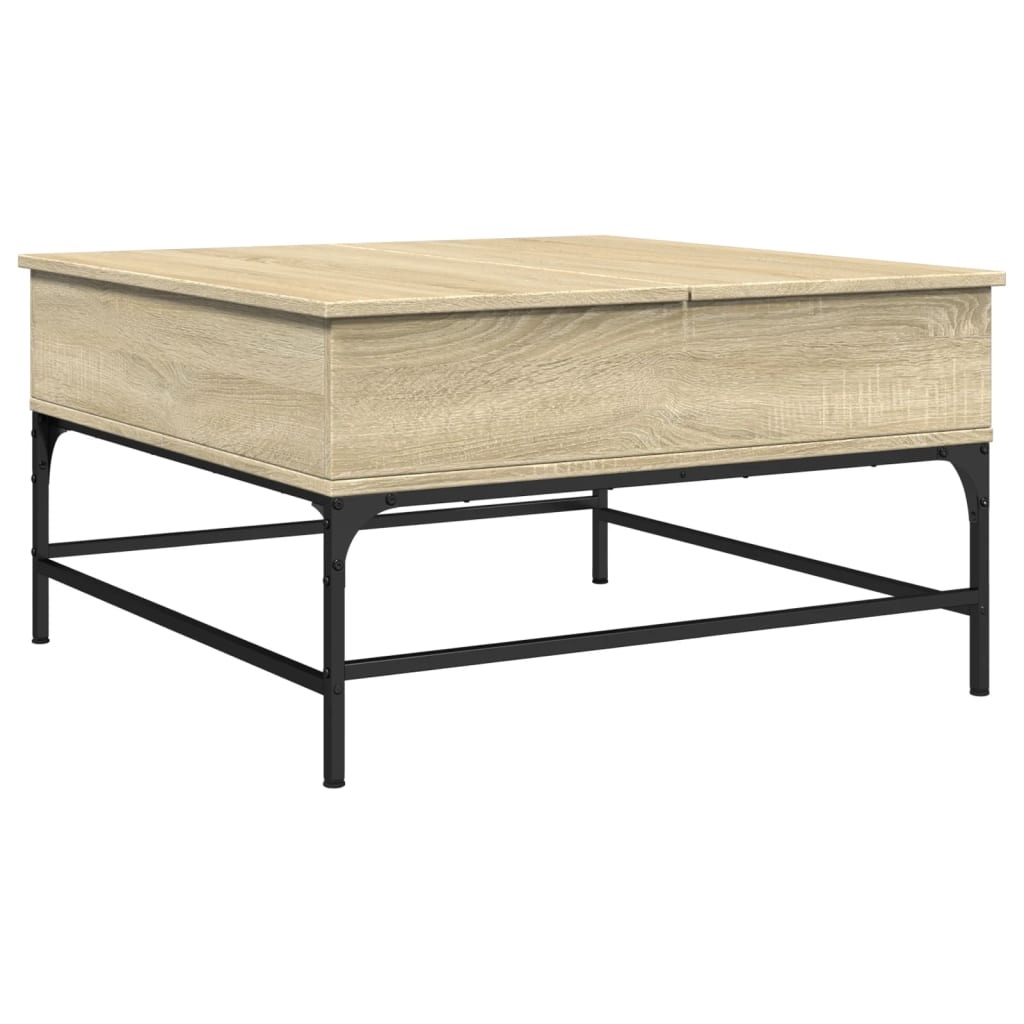 VidaXL Salontafel 80x80x45 cm bewerkt hout en metaal sonoma eikenkleur
