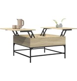 VidaXL Salontafel 80x80x45 cm bewerkt hout en metaal sonoma eikenkleur