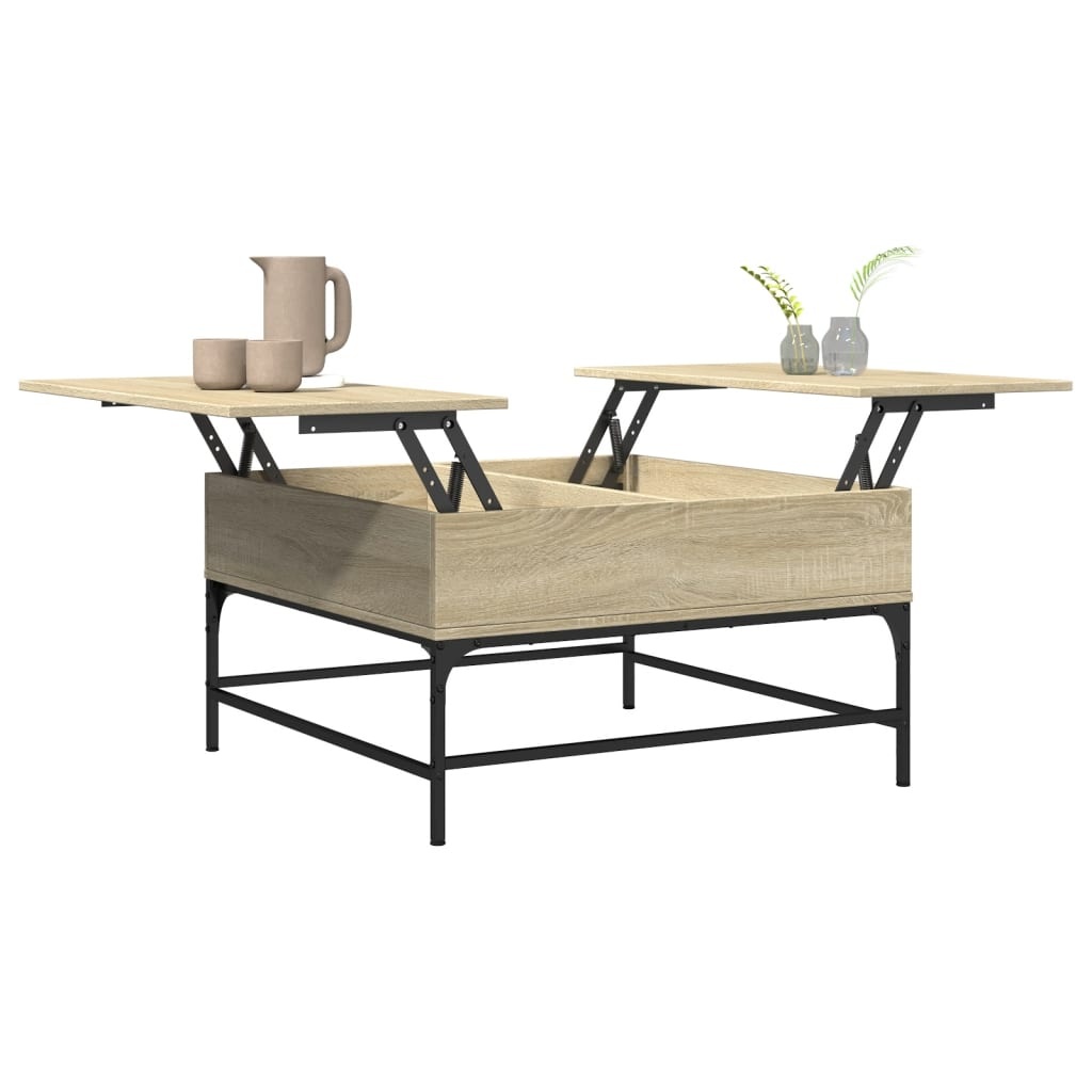 VidaXL Salontafel 80x80x45 cm bewerkt hout en metaal sonoma eikenkleur
