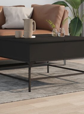 VidaXL Salontafel 80x80x45 cm bewerkt hout en metaal zwart