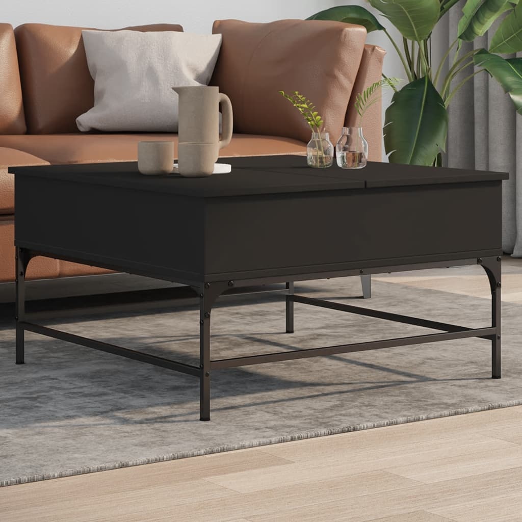 VidaXL Salontafel 80x80x45 cm bewerkt hout en metaal zwart