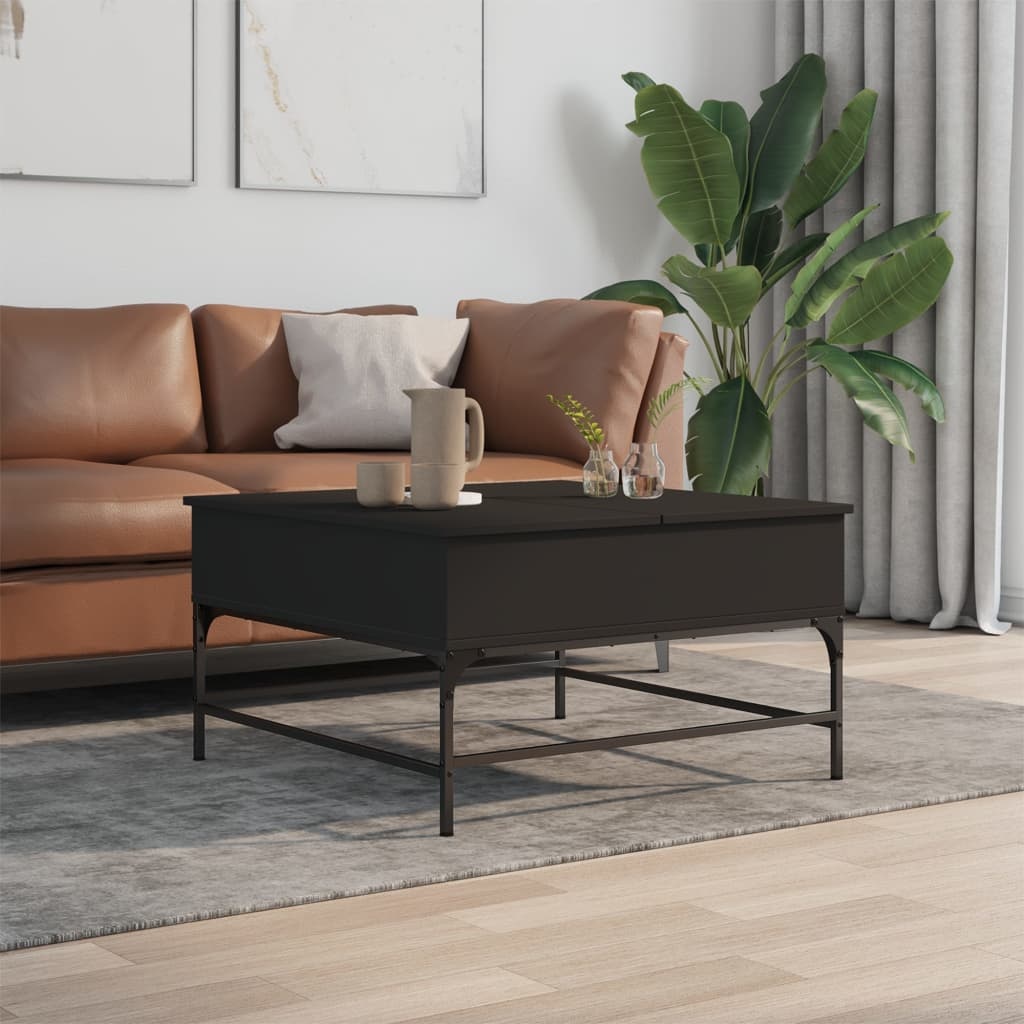 VidaXL Salontafel 80x80x45 cm bewerkt hout en metaal zwart