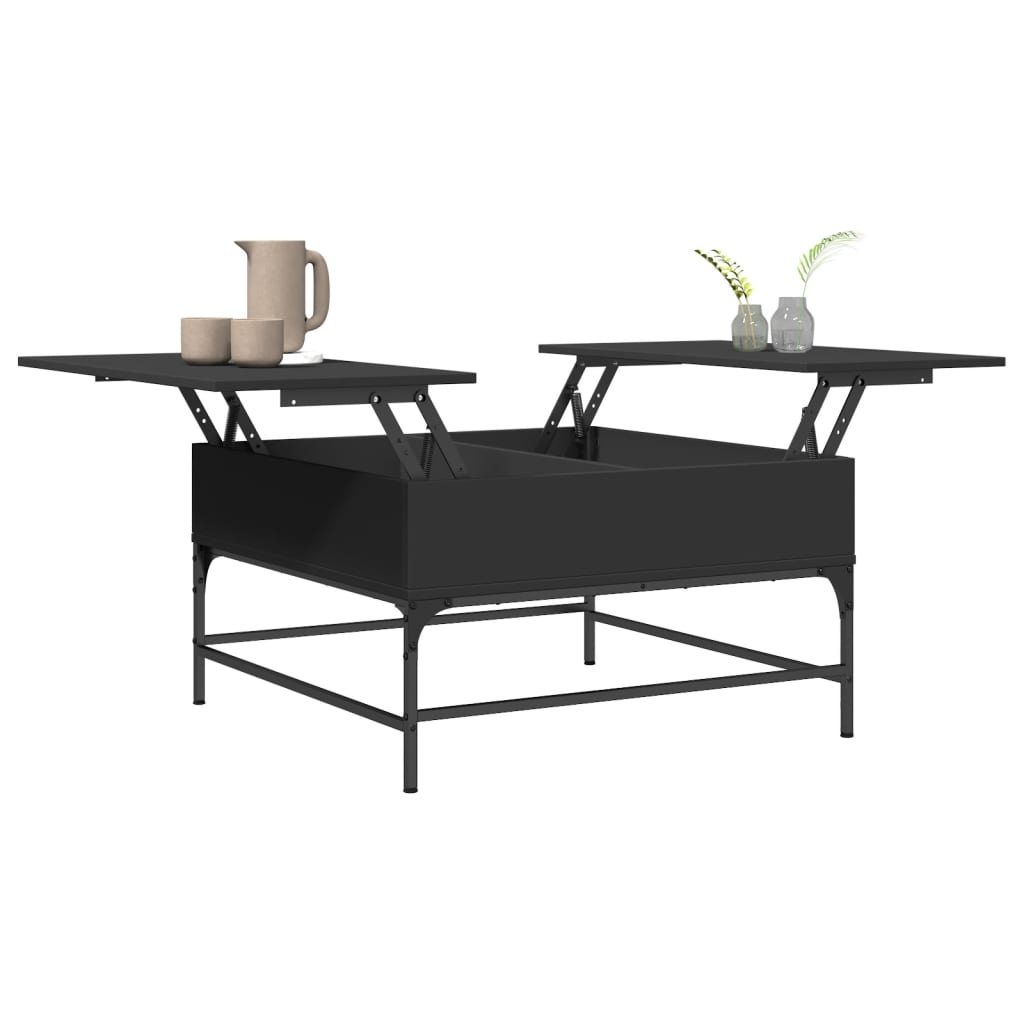 VidaXL Salontafel 80x80x45 cm bewerkt hout en metaal zwart
