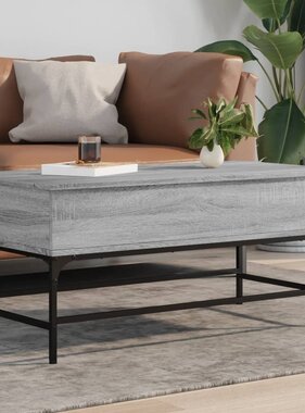 VidaXL Salontafel 100x50x45 cm bewerkt hout en metaal grijs sonoma