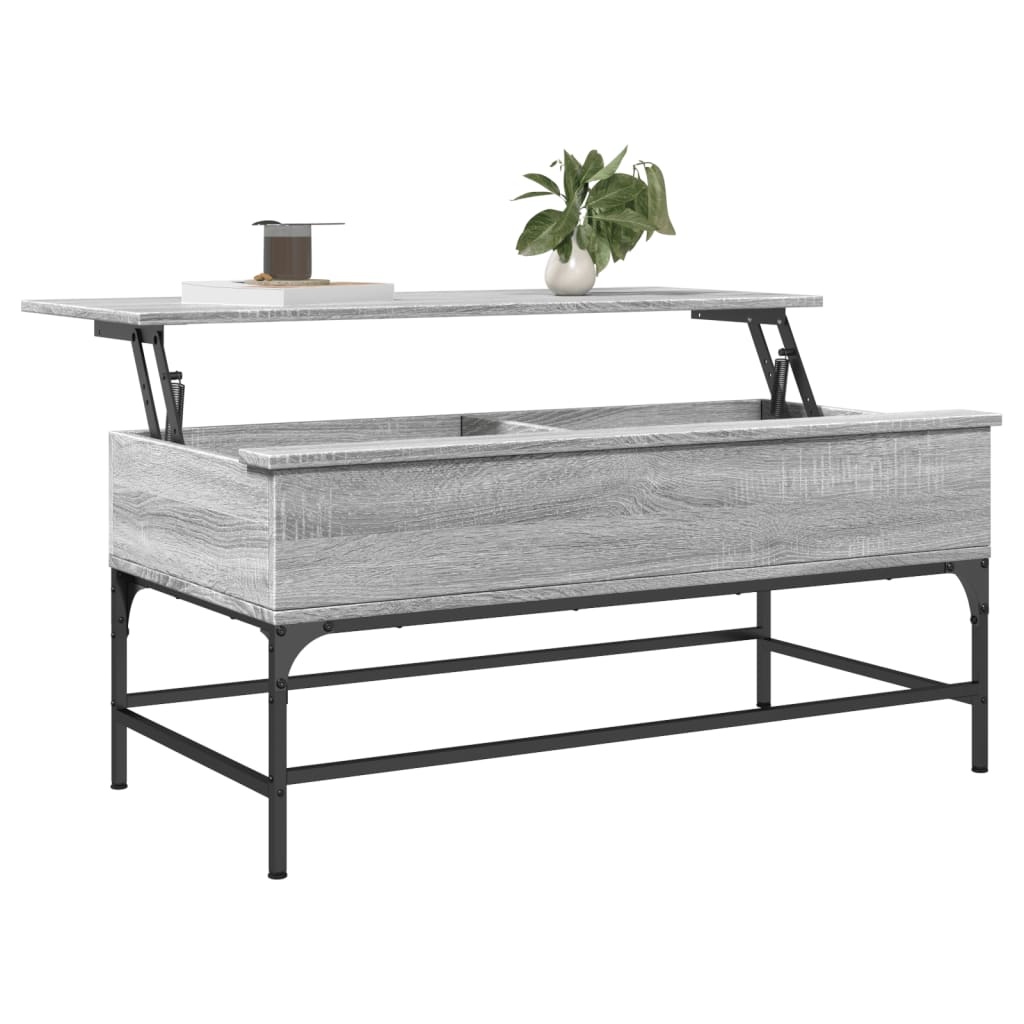 VidaXL Salontafel 100x50x45 cm bewerkt hout en metaal grijs sonoma