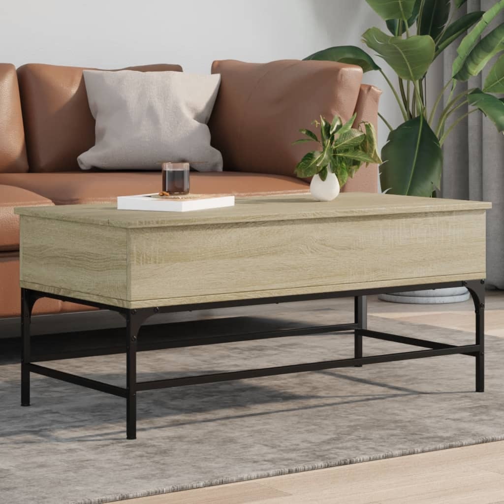 VidaXL Salontafel 100x50x45 cm bewerkt hout en metaal sonoma eiken