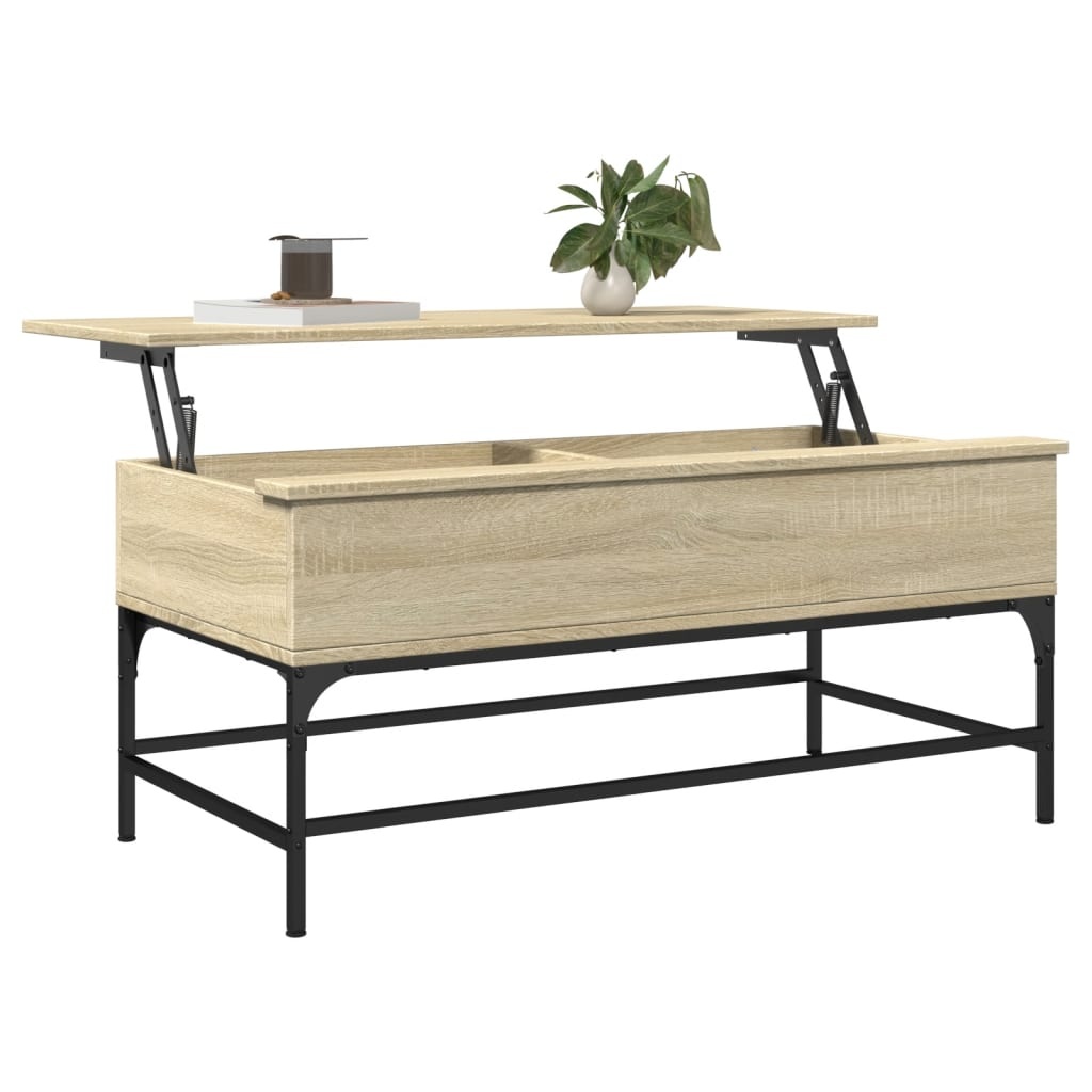 VidaXL Salontafel 100x50x45 cm bewerkt hout en metaal sonoma eiken