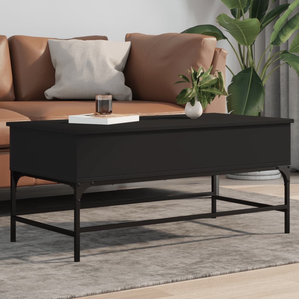 VidaXL Salontafel 100x50x45 cm bewerkt hout en metaal zwart