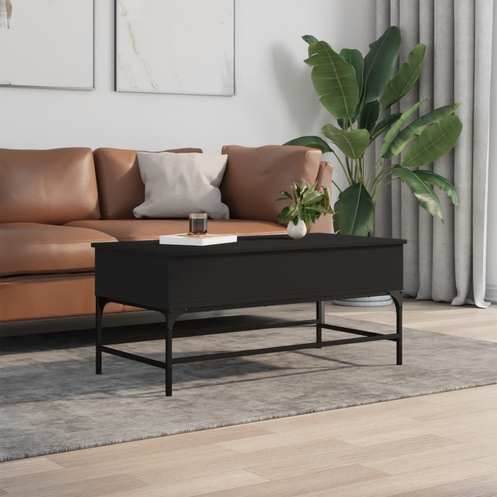 VidaXL Salontafel 100x50x45 cm bewerkt hout en metaal zwart