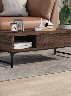 VidaXL Salontafel 100x50x35 cm bewerkt hout en metaal bruin eikenkleur
