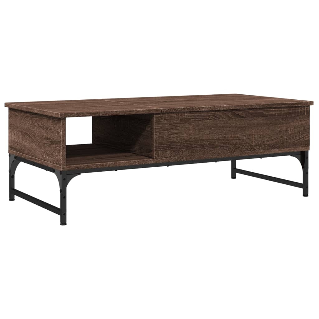 VidaXL Salontafel 100x50x35 cm bewerkt hout en metaal bruin eikenkleur