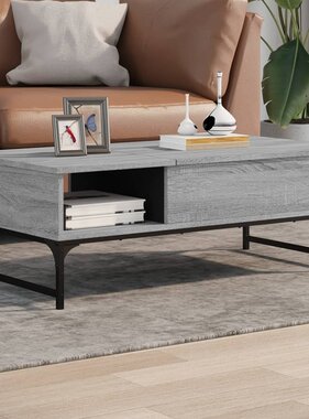 VidaXL Salontafel 100x50x35 cm bewerkt hout en metaal grijs sonoma
