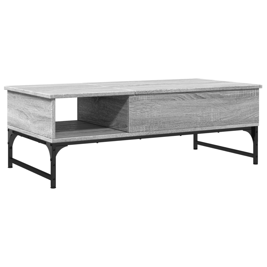 VidaXL Salontafel 100x50x35 cm bewerkt hout en metaal grijs sonoma