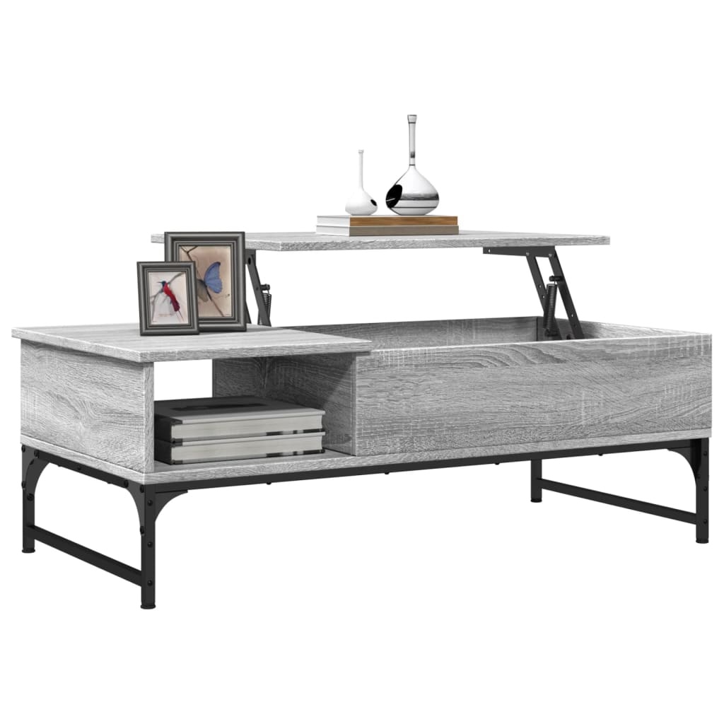 VidaXL Salontafel 100x50x35 cm bewerkt hout en metaal grijs sonoma
