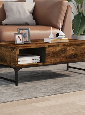 VidaXL Salontafel 100x50x35 cm bewerkt hout en metaal gerookt eiken