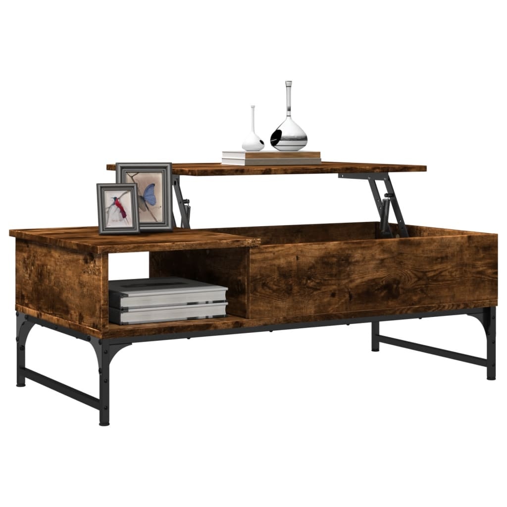 VidaXL Salontafel 100x50x35 cm bewerkt hout en metaal gerookt eiken