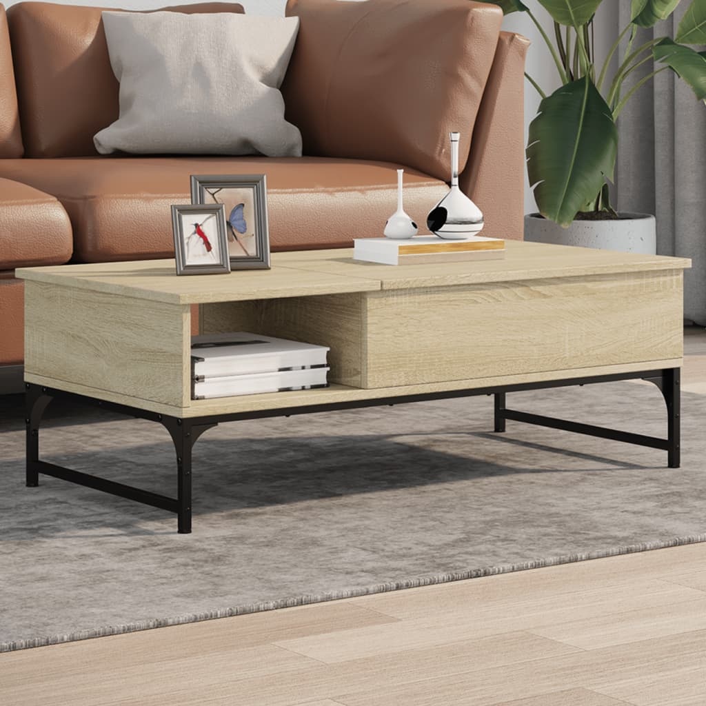 VidaXL Salontafel 100x50x35 cm bewerkt hout en metaal sonoma eiken