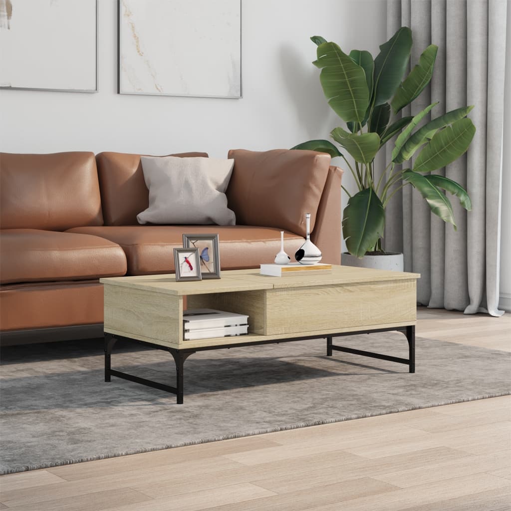 VidaXL Salontafel 100x50x35 cm bewerkt hout en metaal sonoma eiken