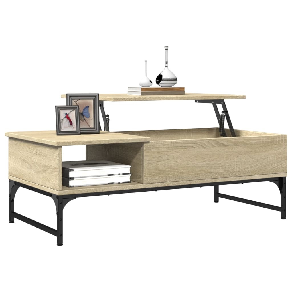 VidaXL Salontafel 100x50x35 cm bewerkt hout en metaal sonoma eiken