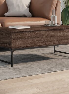 VidaXL Salontafel 100x50x40 cm bewerkt hout en metaal bruin eikenkleur