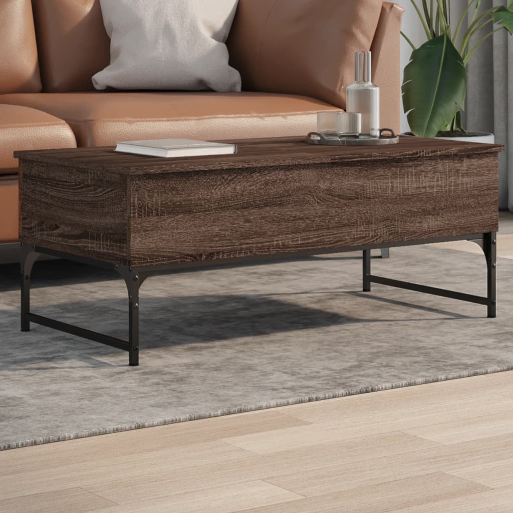 VidaXL Salontafel 100x50x40 cm bewerkt hout en metaal bruin eikenkleur