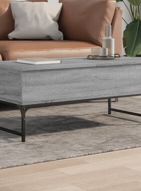 VidaXL Salontafel 100x50x40 cm bewerkt hout en metaal grijs sonoma