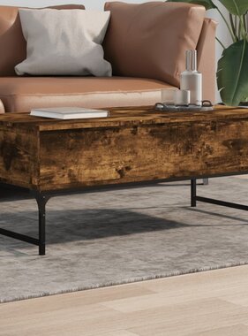 VidaXL Salontafel 100x50x40 cm bewerkt hout en metaal gerookt eiken