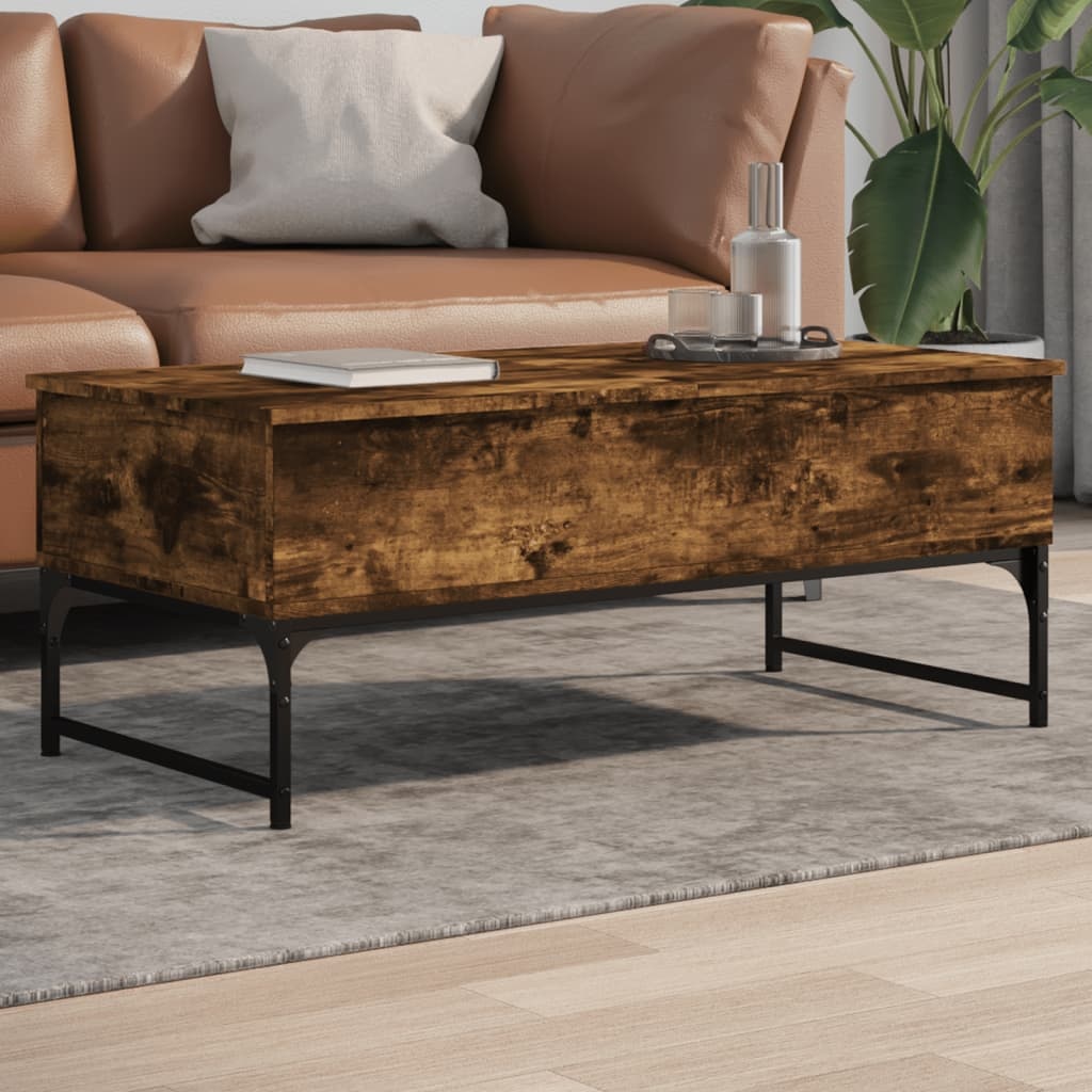 VidaXL Salontafel 100x50x40 cm bewerkt hout en metaal gerookt eiken