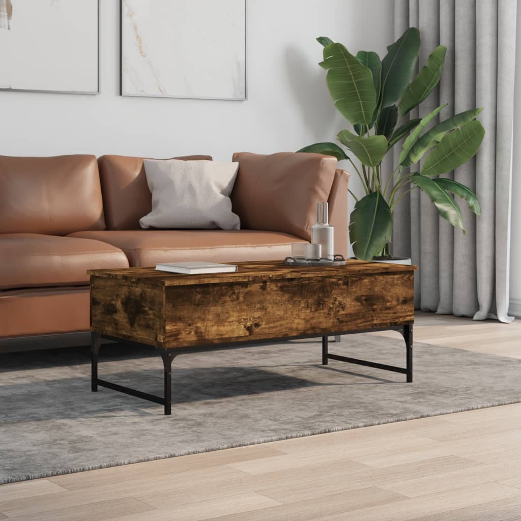 VidaXL Salontafel 100x50x40 cm bewerkt hout en metaal gerookt eiken