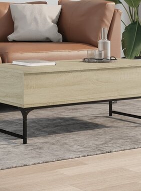 VidaXL Salontafel 100x50x40 cm bewerkt hout en metaal sonoma eiken
