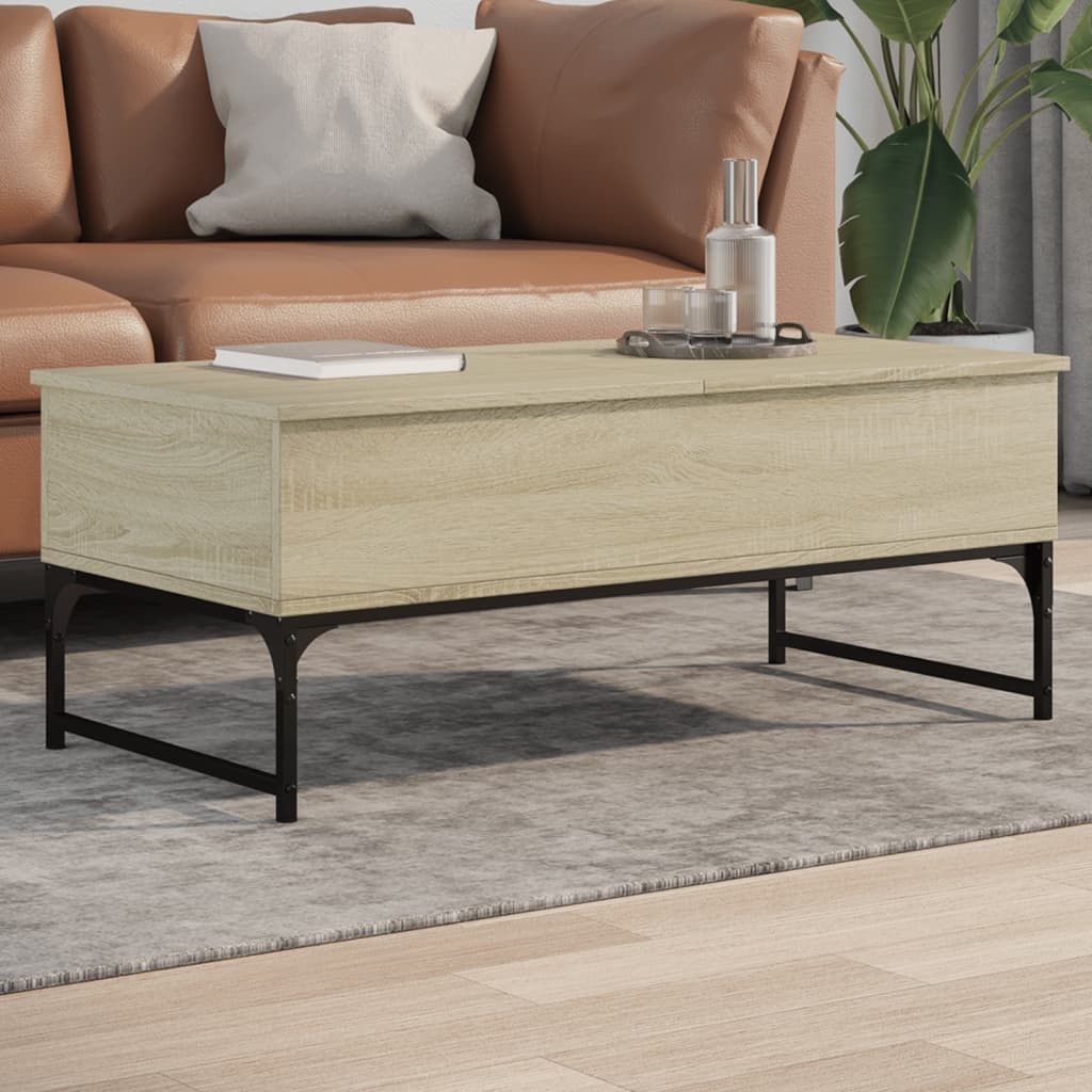 VidaXL Salontafel 100x50x40 cm bewerkt hout en metaal sonoma eiken