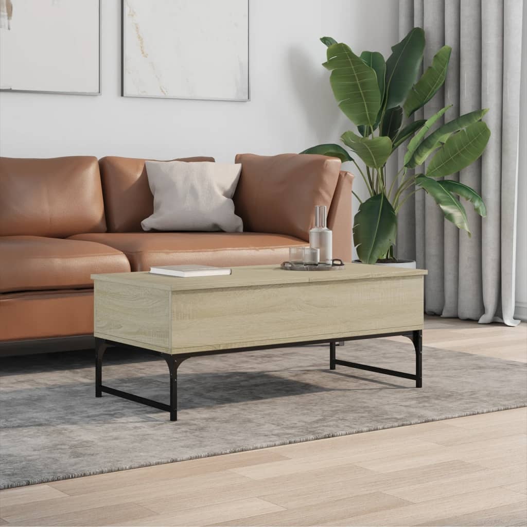 VidaXL Salontafel 100x50x40 cm bewerkt hout en metaal sonoma eiken