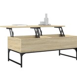 VidaXL Salontafel 100x50x40 cm bewerkt hout en metaal sonoma eiken