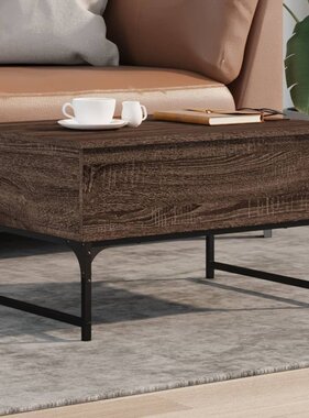 VidaXL Salontafel 70x50x40 cm bewerkt hout en metaal bruin eikenkleur