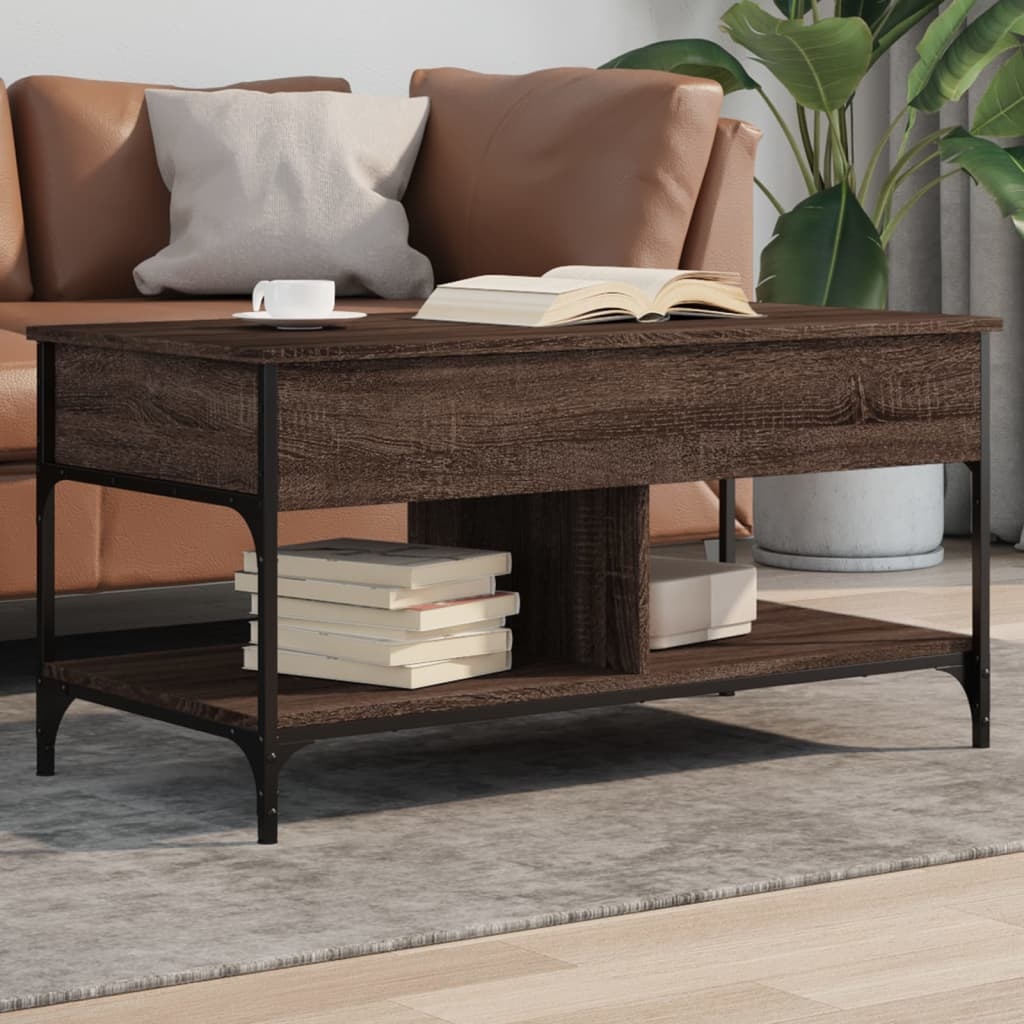 VidaXL Salontafel 100x50x50 cm bewerkt hout en metaal bruineikenkleur