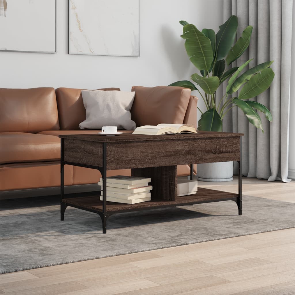 VidaXL Salontafel 100x50x50 cm bewerkt hout en metaal bruineikenkleur