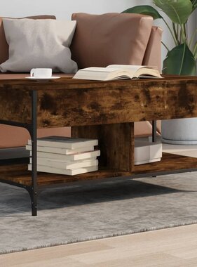 VidaXL Salontafel 100x50x50 cm bewerkt hout en metaal gerookt eiken