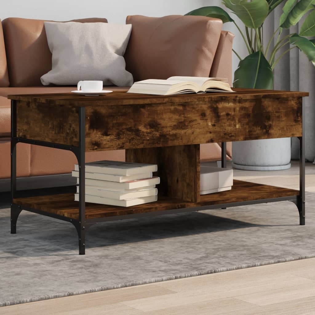 VidaXL Salontafel 100x50x50 cm bewerkt hout en metaal gerookt eiken