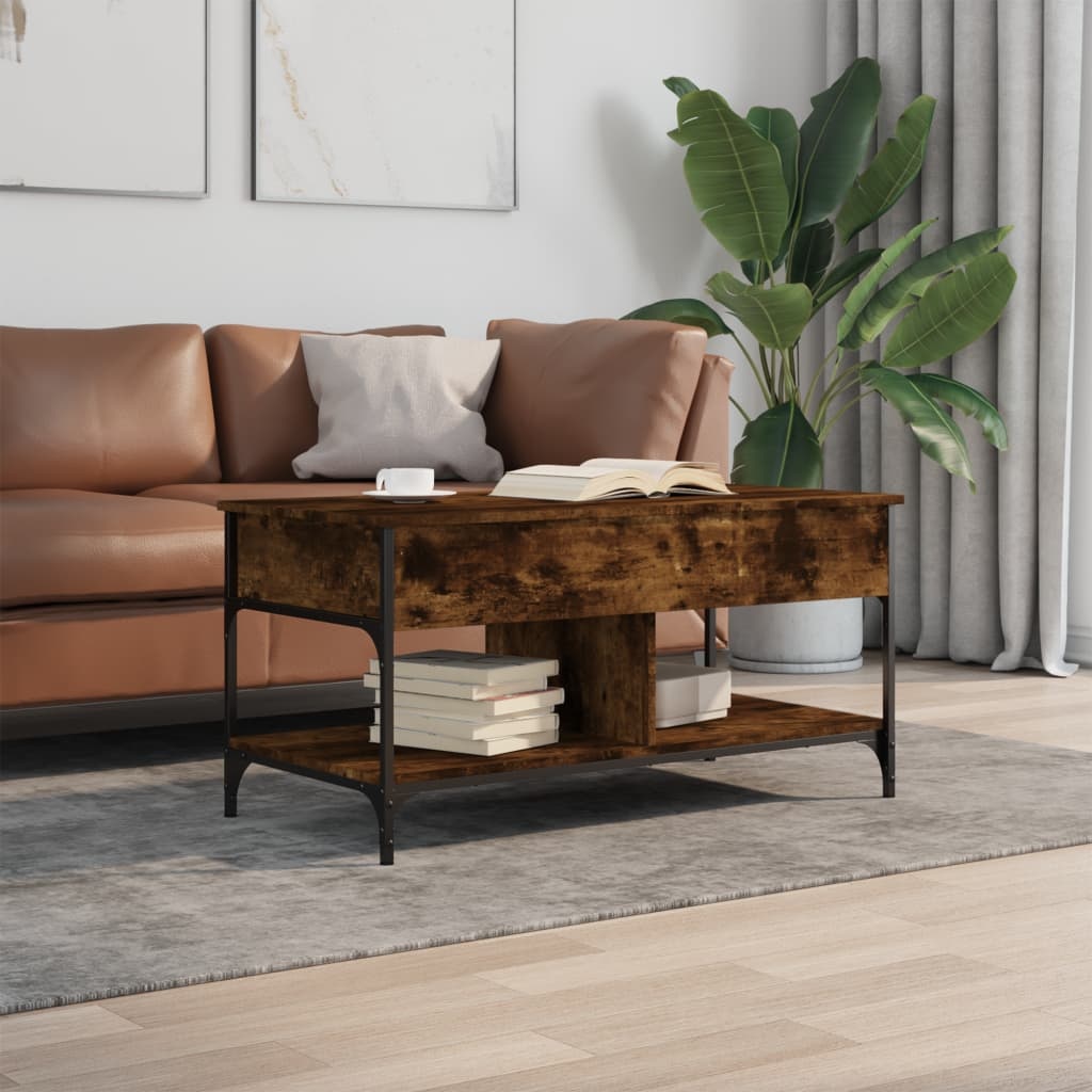 VidaXL Salontafel 100x50x50 cm bewerkt hout en metaal gerookt eiken