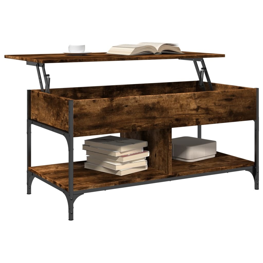 VidaXL Salontafel 100x50x50 cm bewerkt hout en metaal gerookt eiken