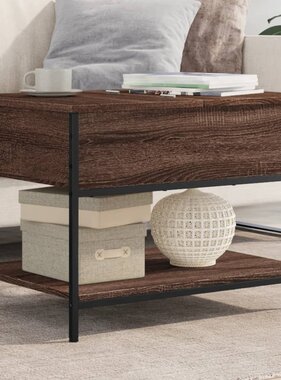 VidaXL Salontafel 70x50x50 cm bewerkt hout en metaal bruineikenkleur