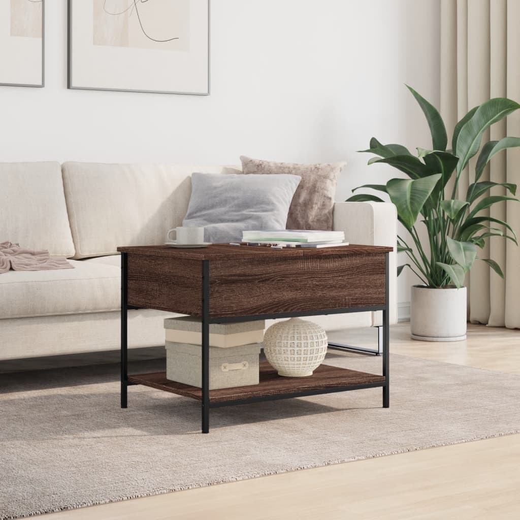 VidaXL Salontafel 70x50x50 cm bewerkt hout en metaal bruineikenkleur